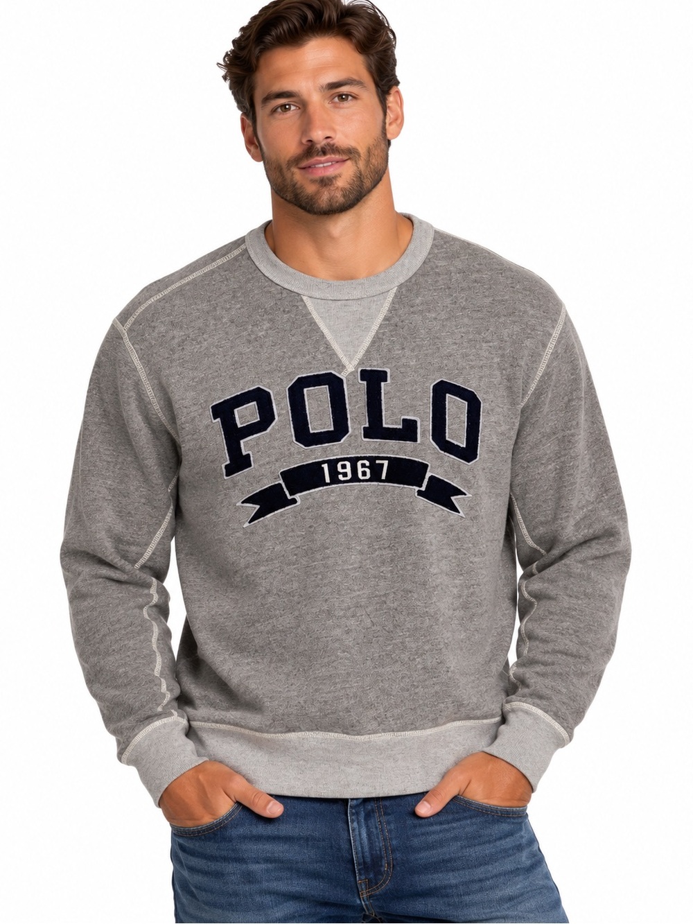 Polo Ralph Lauren Fleece Polo 1967 Spell Out gray Sweatshirt Medium